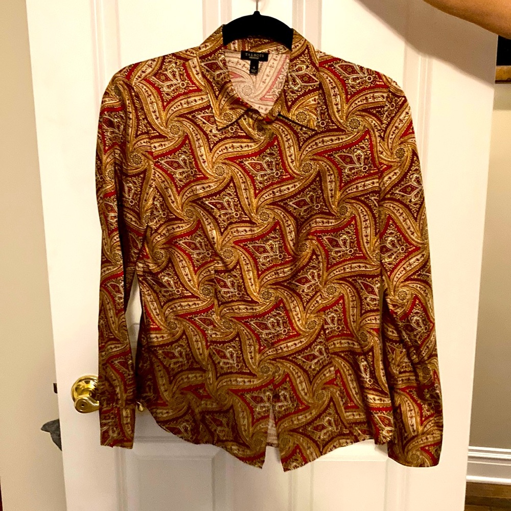 Talbots Size 4 Tailored Multi-Colored Blouse - image 1